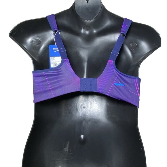 Brooks 38DD Drive Convertible Run Sports Bra Matrix Navy Print Compression - Picture 2 of 10